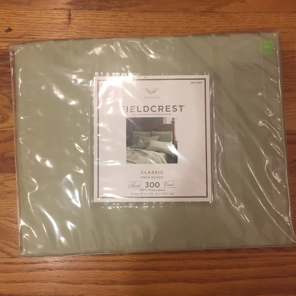 FIELDCREST Duvet Cover Cotton 300 TC Sage Green Twin NEW